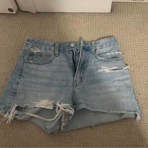 American Eagle Outfitters Ripped Light Blue Jean Shorts